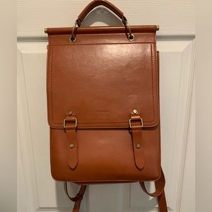 ECOSUSI Laptop Backpack w/ Removable Straps Leather Computer Bag Camel Brown
